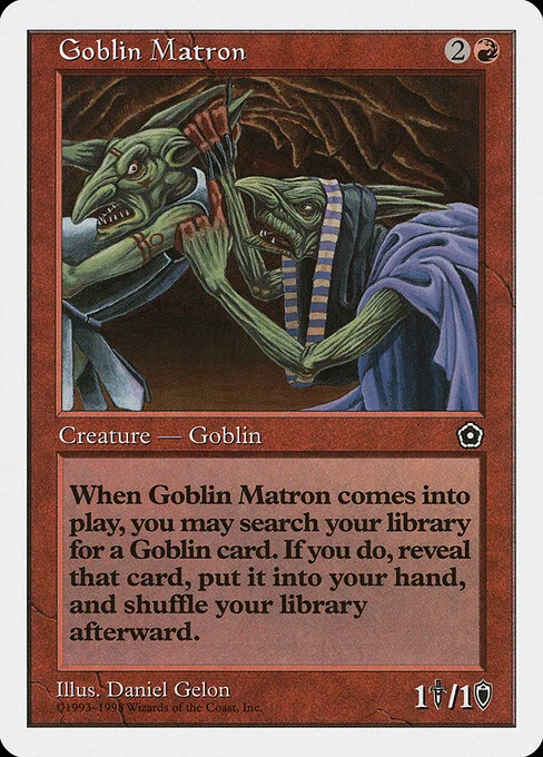 Goblin Matron, carta Magic di tipo Creature — Goblin illustrata da Daniel Gelon