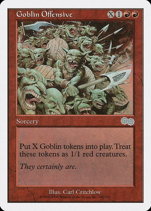 Goblin Offensive, carta Magic di tipo Sorcery illustrata da Carl Critchlow
