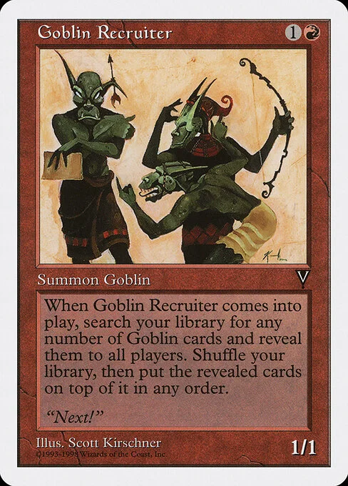 Goblin Recruiter, carta Magic di tipo Creature — Goblin illustrata da Scott Kirschner