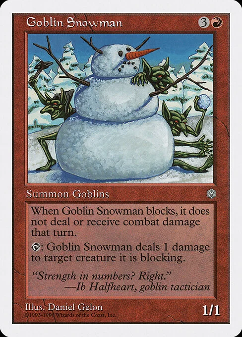 Goblin Snowman, carta Magic di tipo Creature — Goblin illustrata da Daniel Gelon
