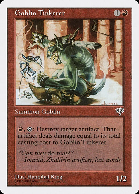 Goblin Tinkerer, carta Magic di tipo Creature — Goblin Artificer illustrata da Hannibal King