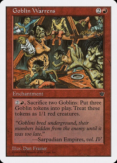 Goblin Warrens, carta Magic di tipo Enchantment illustrata da Dan Frazier