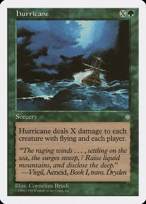 Hurricane, carta Magic di tipo Sorcery illustrata da Cornelius Brudi