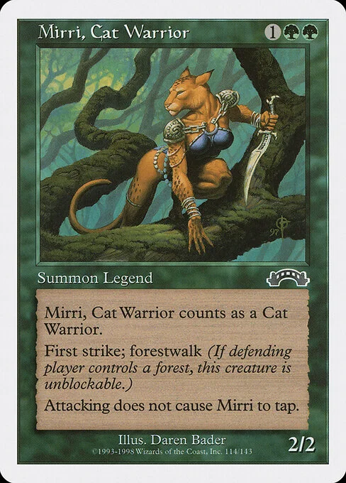 Mirri, Cat Warrior, carta Magic di tipo Legendary Creature — Cat Warrior illustrata da Daren Bader