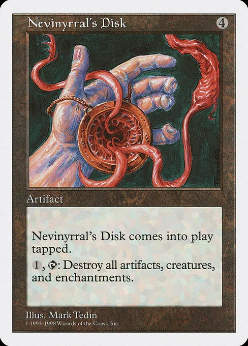 Nevinyrral's Disk, carta Magic di tipo Artifact illustrata da Mark Tedin