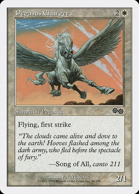 Pegasus Charger, carta Magic di tipo Creature — Pegasus illustrata da Val Mayerik