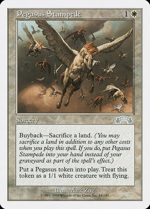 Pegasus Stampede, carta Magic di tipo Sorcery illustrata da Mark Zug