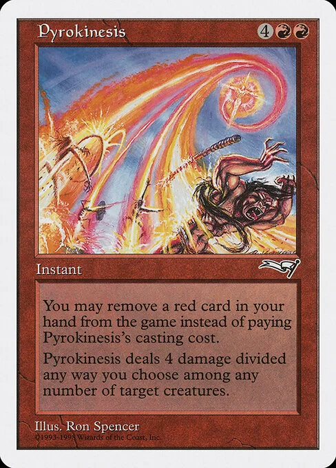 Pyrokinesis, carta Magic di tipo Instant illustrata da Ron Spencer