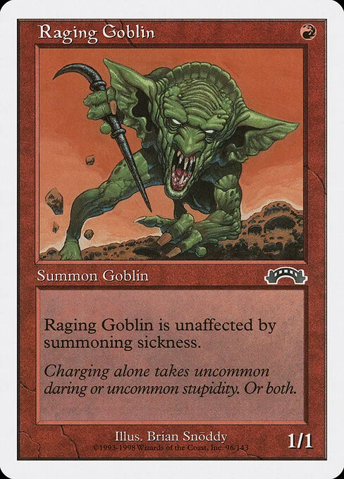 Raging Goblin, carta Magic di tipo Creature — Goblin Berserker illustrata da Brian Snõddy
