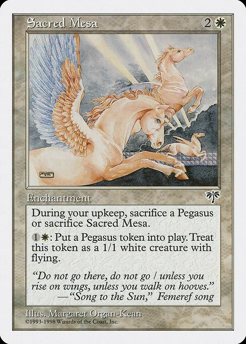 Sacred Mesa, carta Magic di tipo Enchantment illustrata da Margaret Organ-Kean