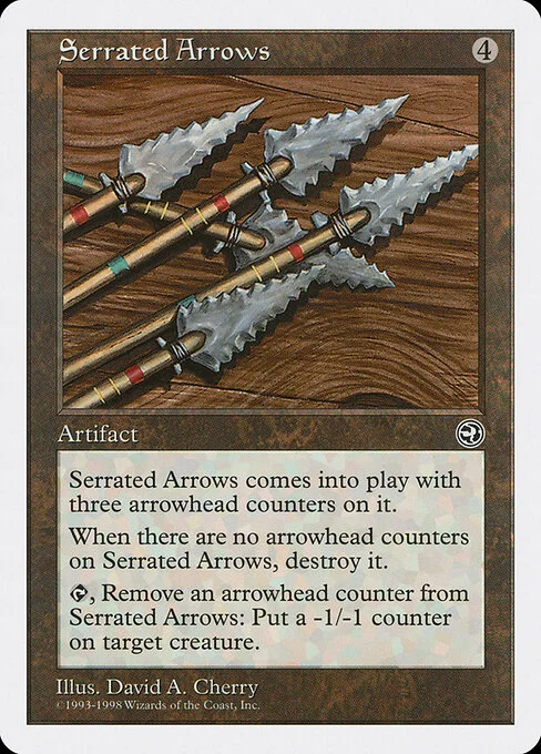 Serrated Arrows, carta Magic di tipo Artifact illustrata da David A. Cherry