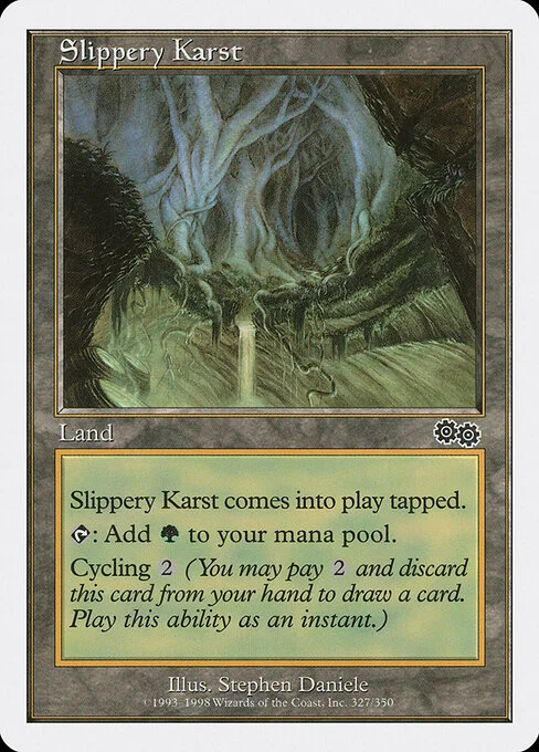 Slippery Karst, carta Magic di tipo Land illustrata da Stephen Daniele