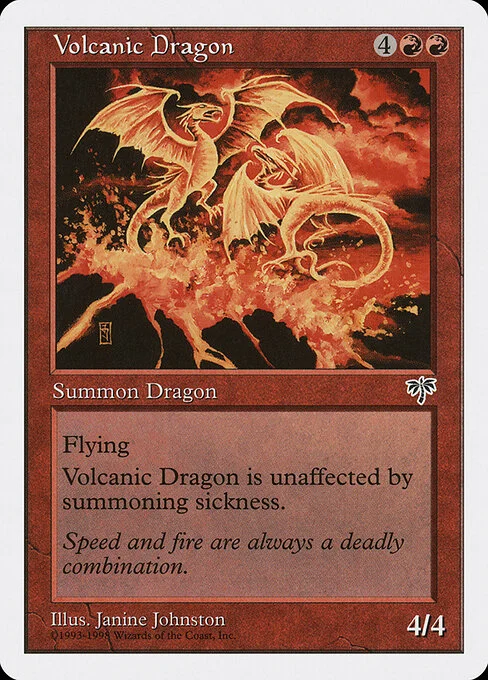 Volcanic Dragon, carta Magic di tipo Creature — Dragon illustrata da Janine Johnston