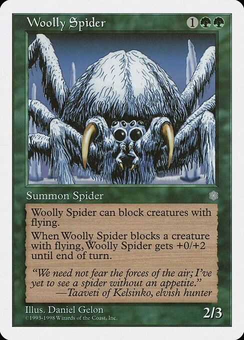 Woolly Spider, carta Magic di tipo Creature — Spider illustrata da Daniel Gelon