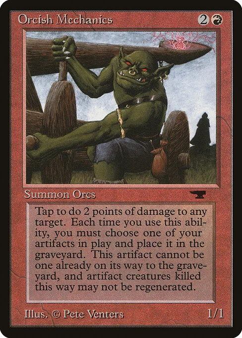 Orcish Mechanics, carta Magic di tipo Creature — Orc illustrata da Pete Venters
