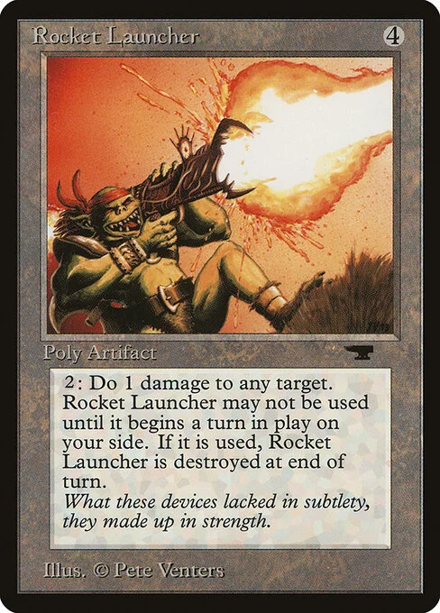 Rocket Launcher, carta Magic di tipo Artifact illustrata da Pete Venters