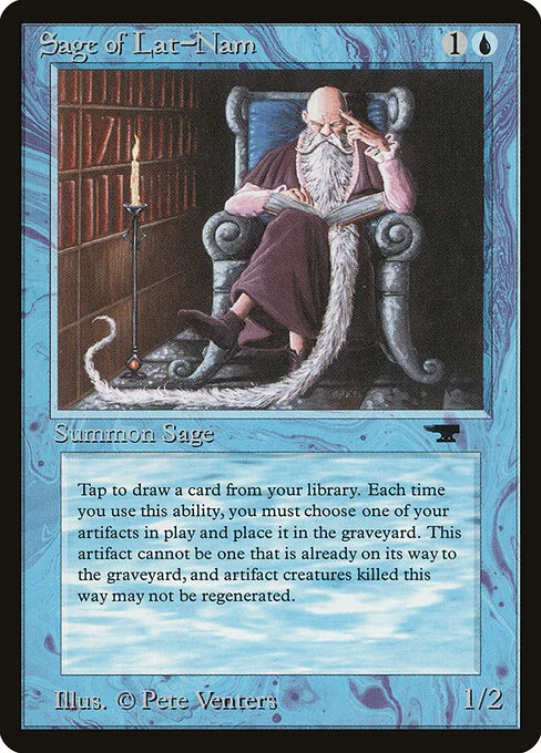 Sage of Lat-Nam, carta Magic di tipo Creature — Human Artificer illustrata da Pete Venters