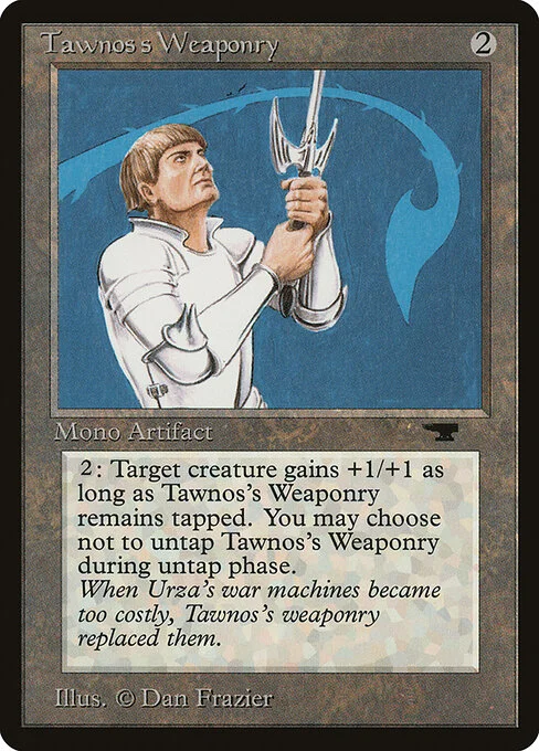 Tawnos's Weaponry, carta Magic di tipo Artifact illustrata da Dan Frazier