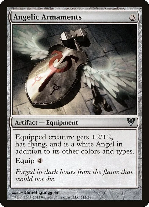 Angelic Armaments, carta Magic di tipo Artifact — Equipment illustrata da Daniel Ljunggren