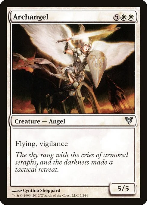 Archangel, carta Magic di tipo Creature — Angel illustrata da Cynthia Sheppard