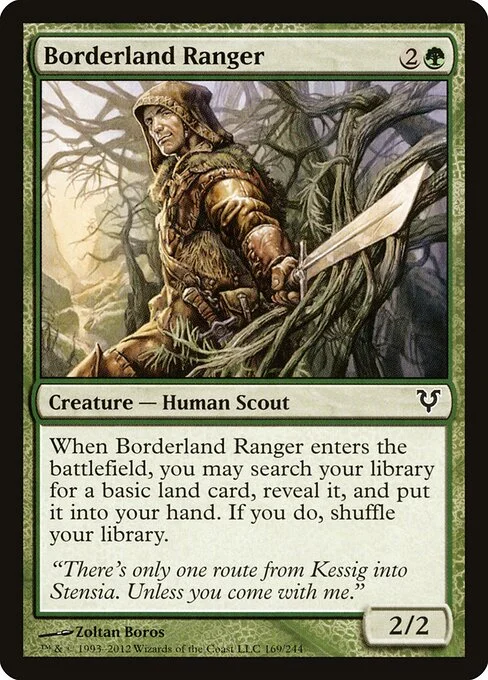 Borderland Ranger, carta Magic di tipo Creature — Human Scout Ranger illustrata da Zoltan Boros