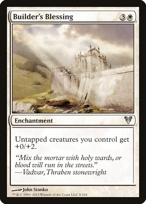 Builder's Blessing, carta Magic di tipo Enchantment illustrata da John Stanko