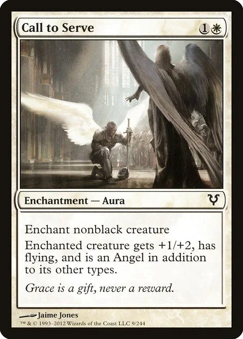Call to Serve, carta Magic di tipo Enchantment — Aura illustrata da Jaime Jones