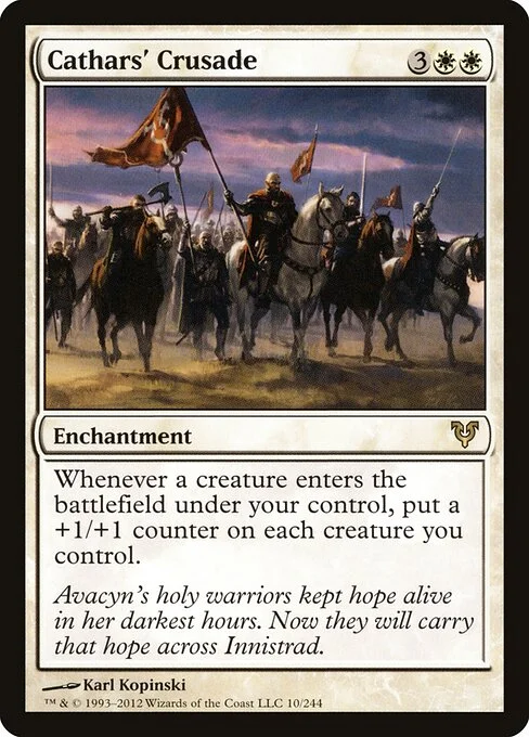 Cathars' Crusade, carta Magic di tipo Enchantment illustrata da Karl Kopinski