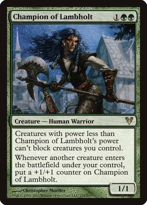 Champion of Lambholt, carta Magic di tipo Creature — Human Warrior illustrata da Christopher Moeller