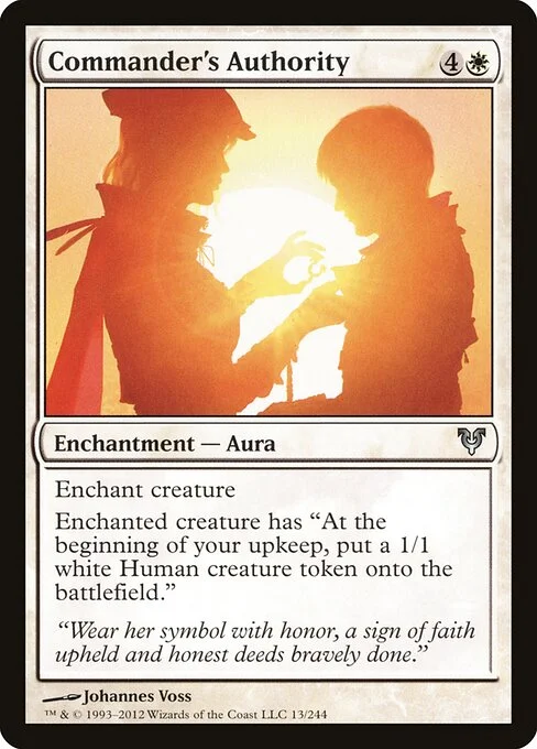 Commander's Authority, carta Magic di tipo Enchantment — Aura illustrata da Johannes Voss
