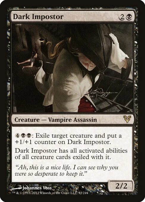 Dark Impostor, carta Magic di tipo Creature — Vampire Assassin illustrata da Johannes Voss