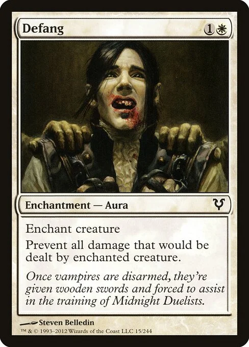 Defang, carta Magic di tipo Enchantment — Aura illustrata da Steven Belledin