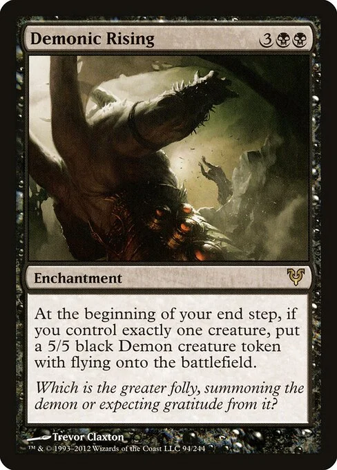 Demonic Rising, carta Magic di tipo Enchantment illustrata da Trevor Claxton