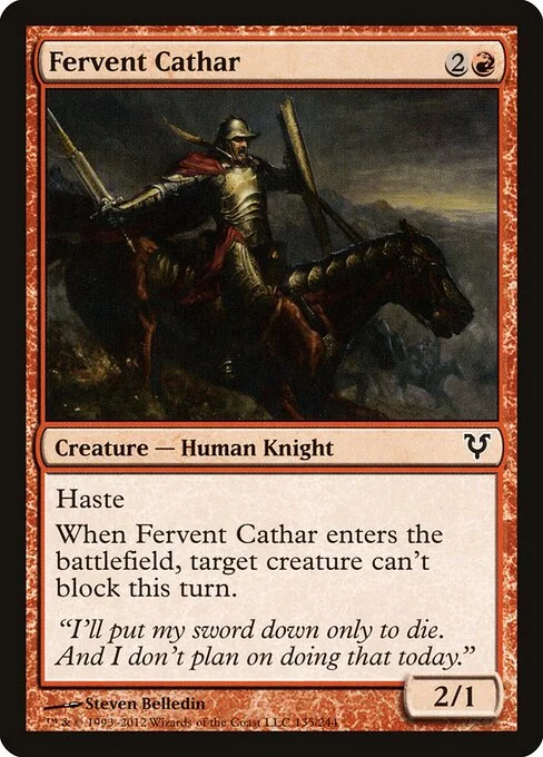 Fervent Cathar, carta Magic di tipo Creature — Human Knight illustrata da Steven Belledin