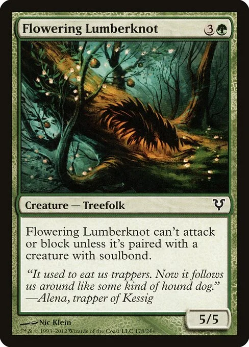 Flowering Lumberknot, carta Magic di tipo Creature — Treefolk illustrata da Nic Klein