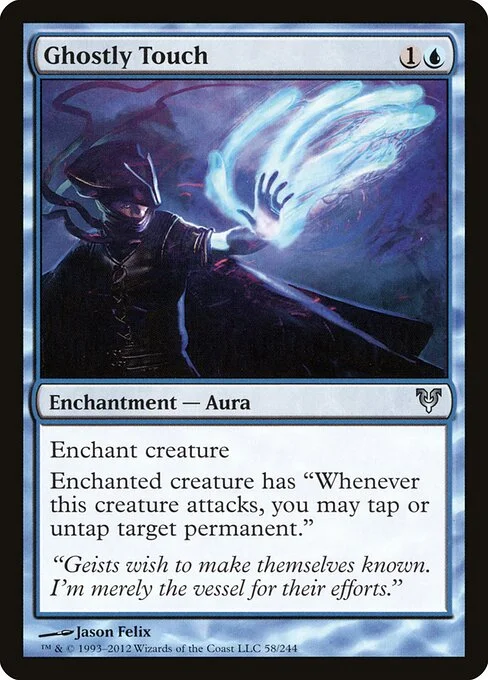 Ghostly Touch, carta Magic di tipo Enchantment — Aura illustrata da Jason Felix