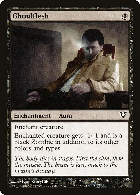 Ghoulflesh, carta Magic di tipo Enchantment — Aura illustrata da Igor Kieryluk