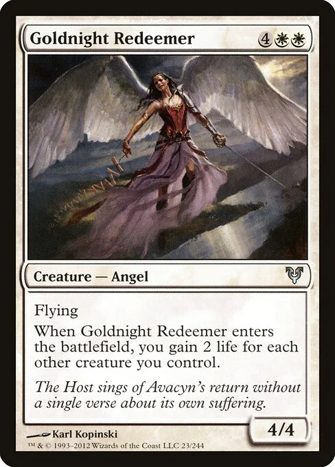 Goldnight Redeemer, carta Magic di tipo Creature — Angel illustrata da Karl Kopinski