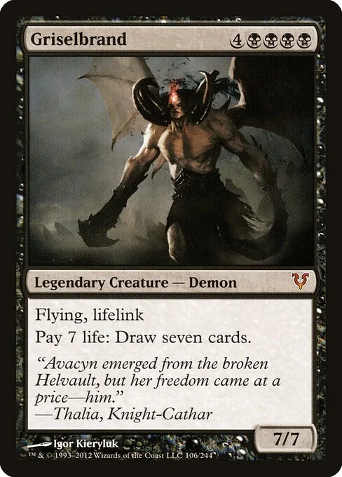 Griselbrand, carta Magic di tipo Legendary Creature — Demon illustrata da Igor Kieryluk