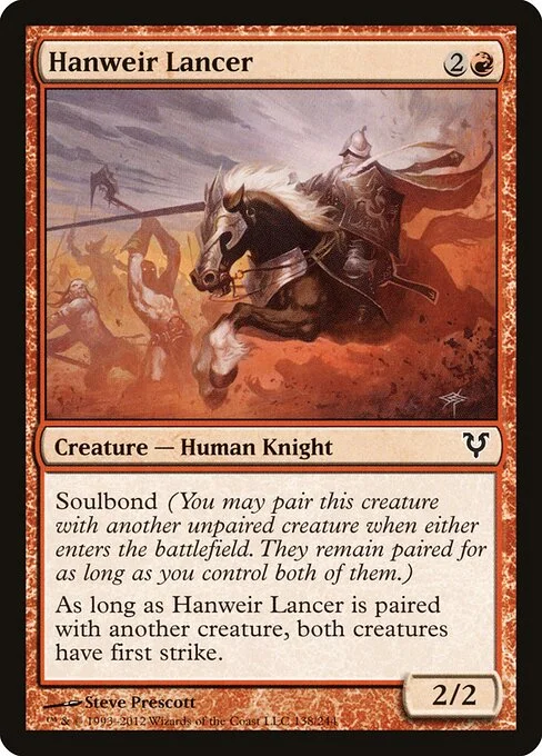 Hanweir Lancer, carta Magic di tipo Creature — Human Knight illustrata da Steve Prescott