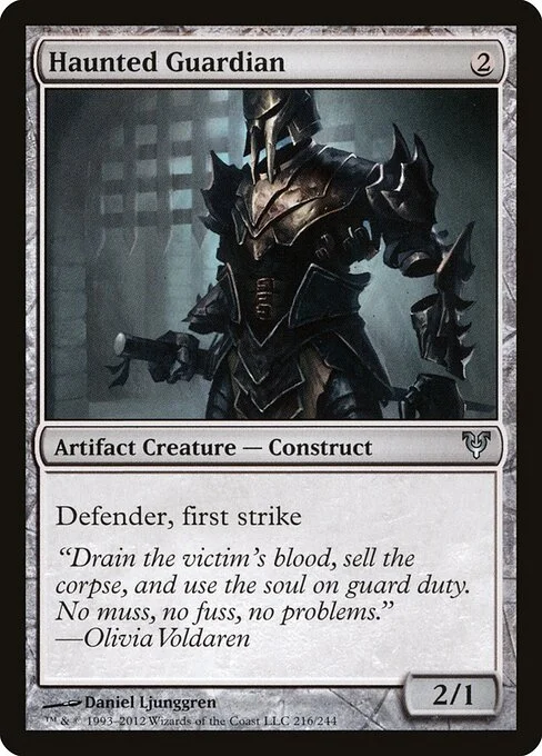 Haunted Guardian, carta Magic di tipo Artifact Creature — Construct illustrata da Daniel Ljunggren