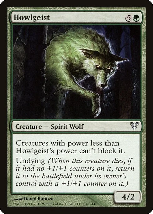 Howlgeist, carta Magic di tipo Creature — Spirit Wolf illustrata da David Rapoza