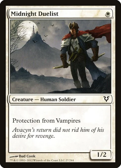 Midnight Duelist, carta Magic di tipo Creature — Human Soldier illustrata da Bud Cook