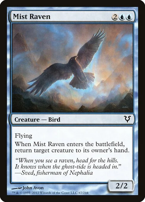 Mist Raven, carta Magic di tipo Creature — Bird illustrata da John Avon