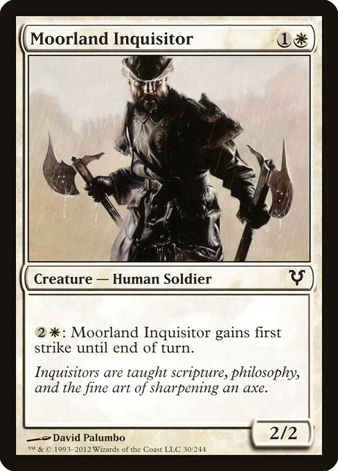 Moorland Inquisitor, carta Magic di tipo Creature — Human Soldier illustrata da David Palumbo