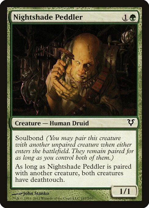 Nightshade Peddler, carta Magic di tipo Creature — Human Druid illustrata da John Stanko