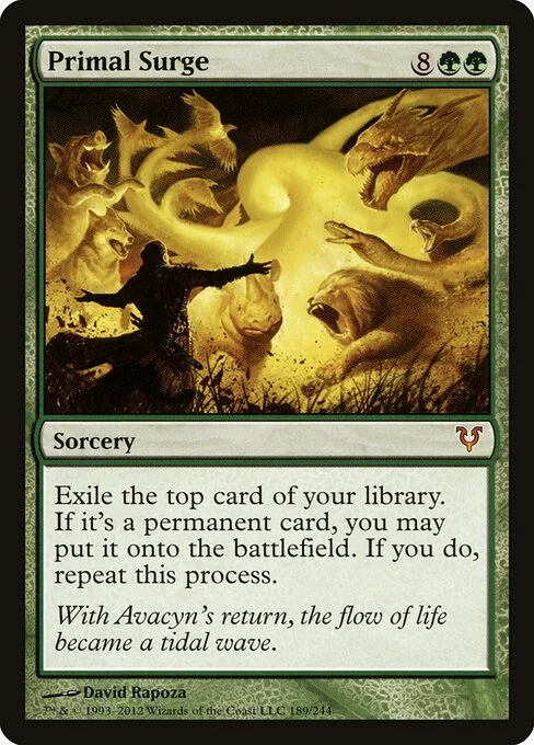 Primal Surge, carta Magic di tipo Sorcery illustrata da David Rapoza
