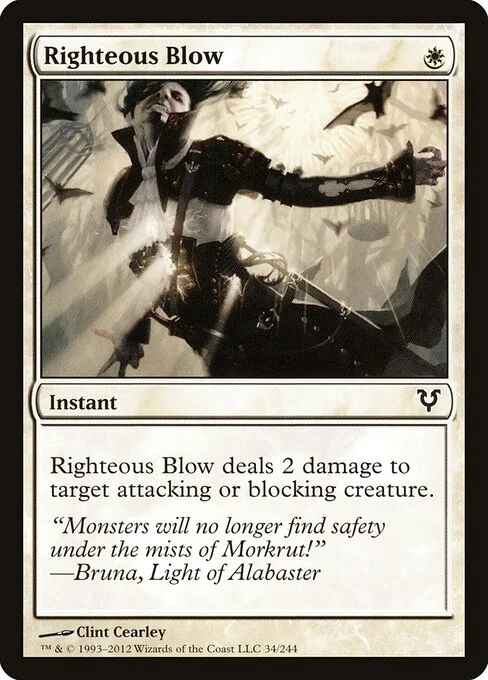 Righteous Blow, carta Magic di tipo Instant illustrata da Clint Cearley