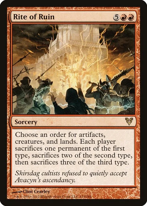 Rite of Ruin, carta Magic di tipo Sorcery illustrata da Clint Cearley