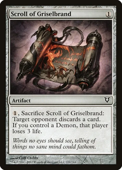 Scroll of Griselbrand, carta Magic di tipo Artifact illustrata da Cliff Childs